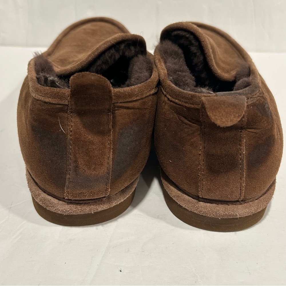 LL Bean Wicked Good Men's Slippers Brown Suede Shearling Warm Moccasin, Size 10M - Picture 4 of 10